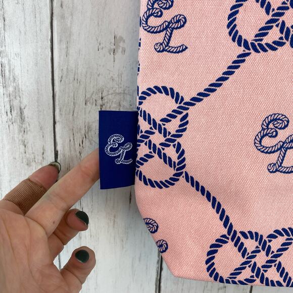 NWT Estée Lauder Pink Nautical Canvas Beach Tote Travel Bag - Picture 4 of 16